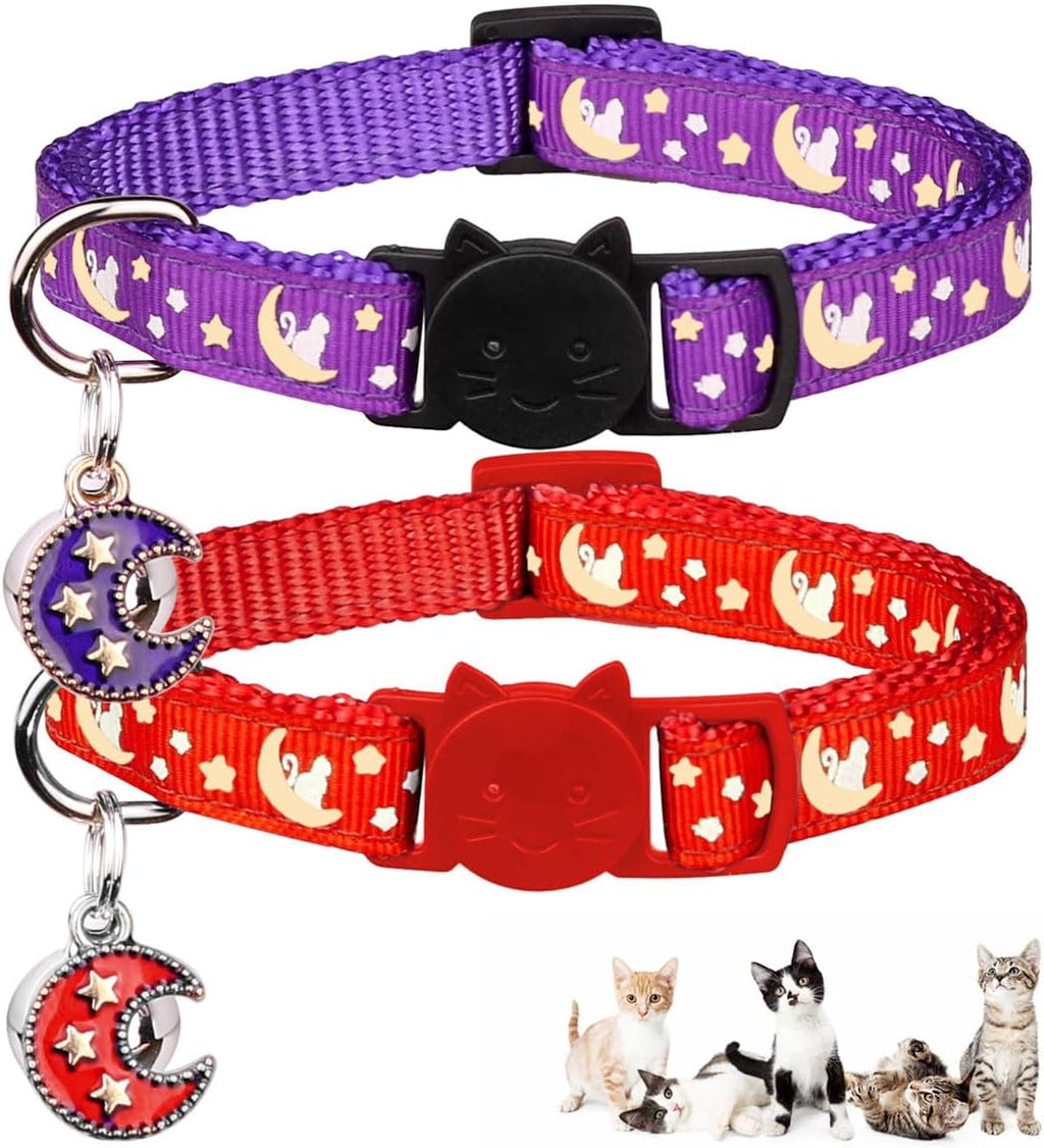 Baeuppit 2Pcs Breakaway Cats Collars Cat Collars for Boy & Girl Cats Adjustable Kitten Collars with Bell,Black+Gray - Image 15