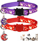 Baeuppit 2Pcs Breakaway Cats Collars Cat Collars for Boy & Girl Cats Adjustable Kitten Collars with Bell,Black+Gray - Image 15