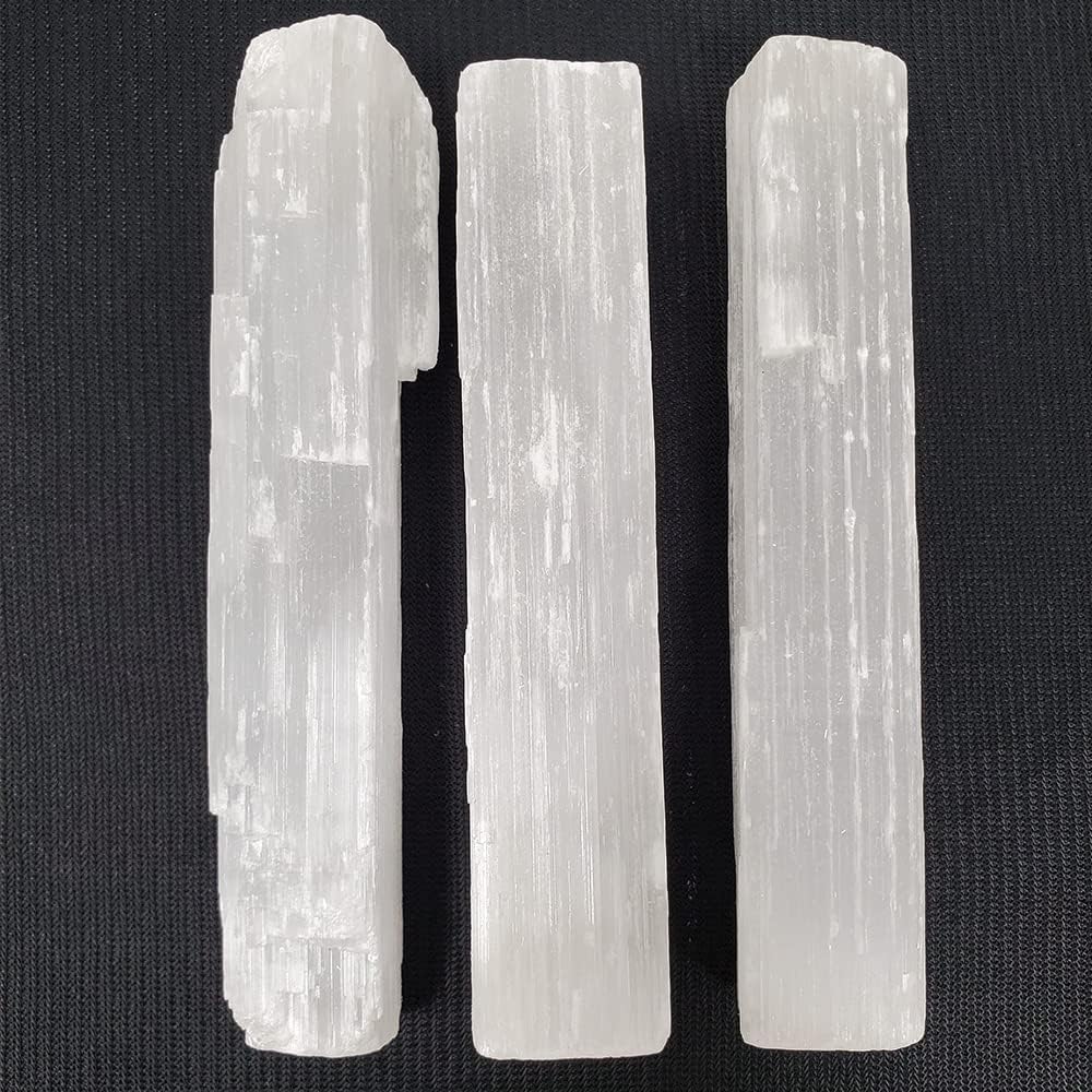 New Age Imports Premium Selenite Sticks 3-pack front view for energy healing.