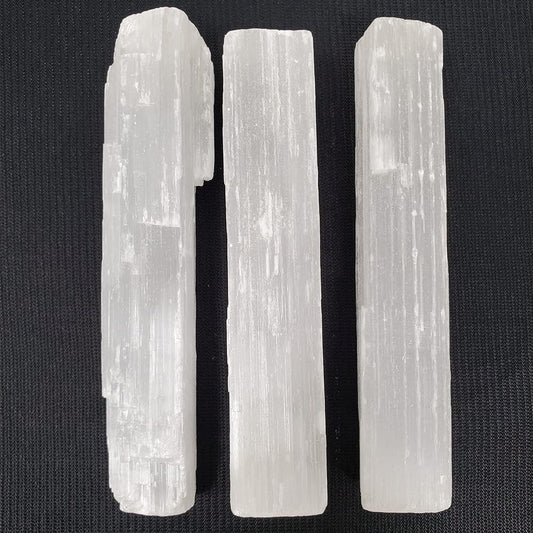 New Age Imports Premium Selenite Sticks 3-pack front view for energy healing.