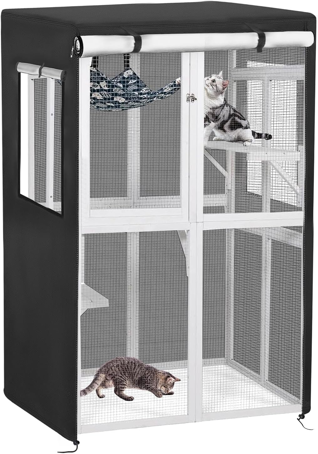 Durable multi level feline play space cover with sturdy double zippers