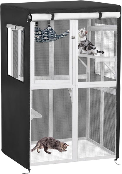Durable multi level feline play space cover with sturdy double zippers