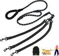 LEOSASA no tangle three dog leash front view showing padded handle and swivel hook.