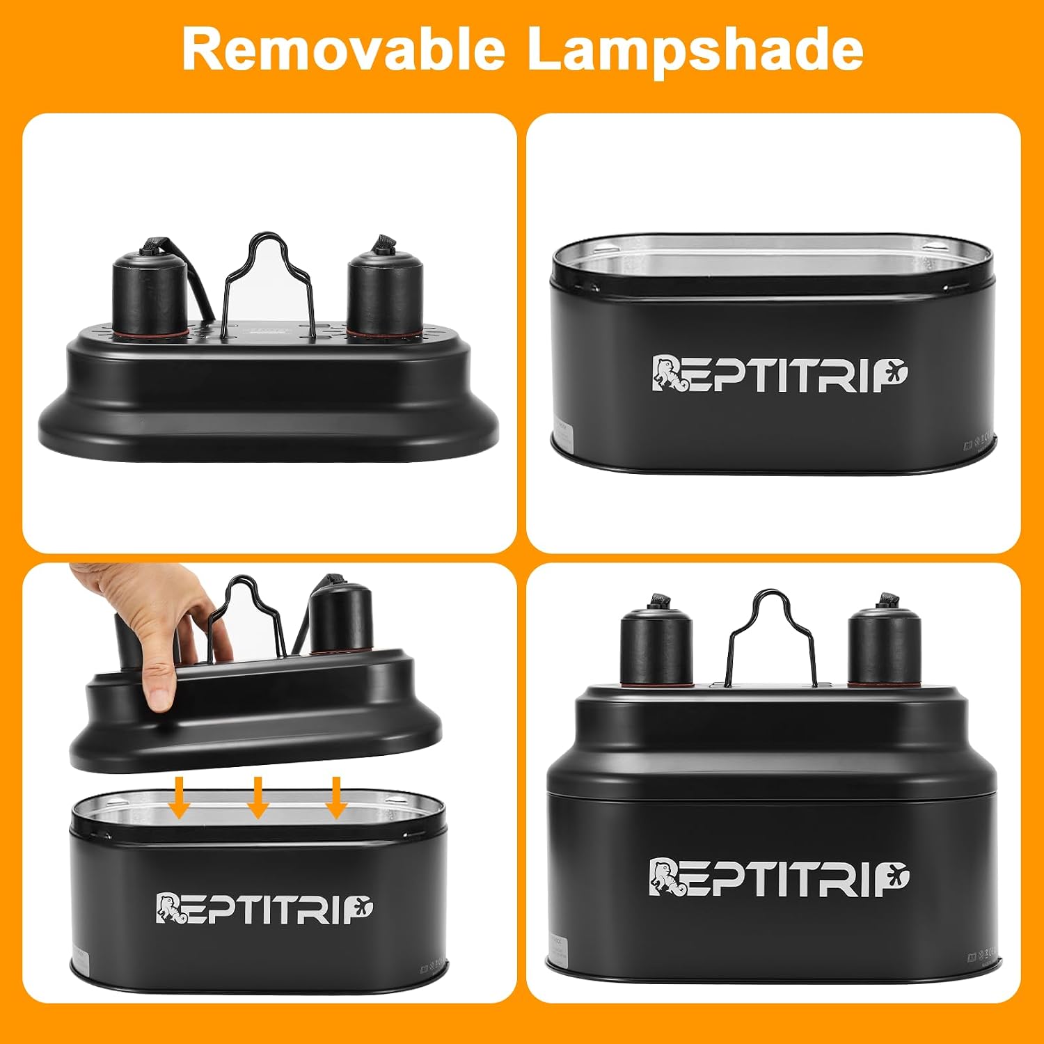 REPTITRIP double dome lamp featuring the built in high temperature triangular safety warning label