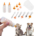 Pet Feeding Bottle and Syringe Set for Puppies and Kittens(2 Bottles,6 Syringes,10 Nipples,1 Storage Measuring Cup) - Image 1