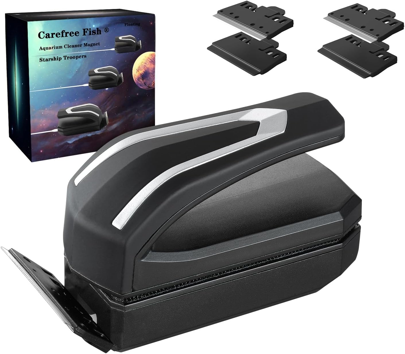 Carefree Fish Aquarium Super Powerful Magnetic Cleaner with 4 Algae Scrapers for Glass Fish Tank Magnet Brush Floating S+(Plus) - Image 9