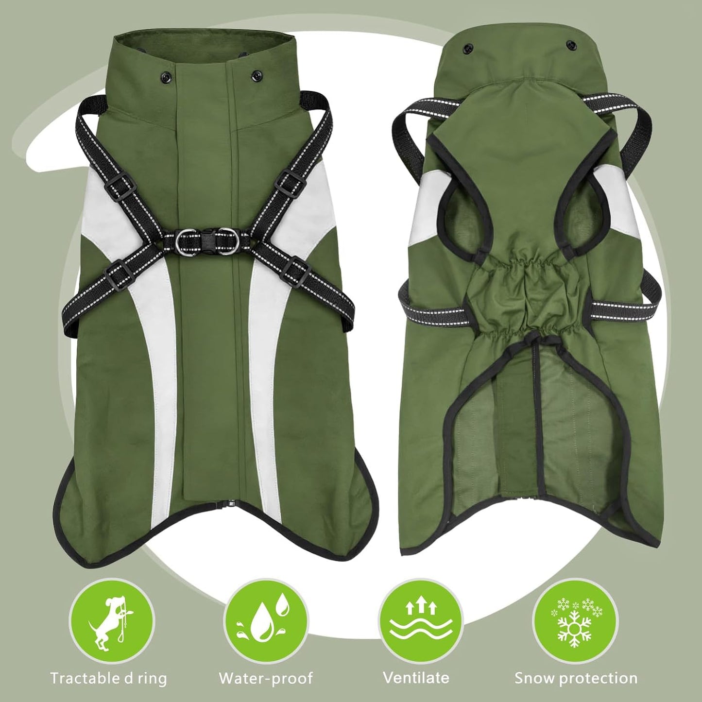 Mosucoirl waterproof dog suit showcasing the flexible elastic abdominal band for a snug fit.