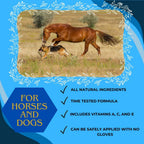 Applying Horseman's Dream veterinary cream to skin
