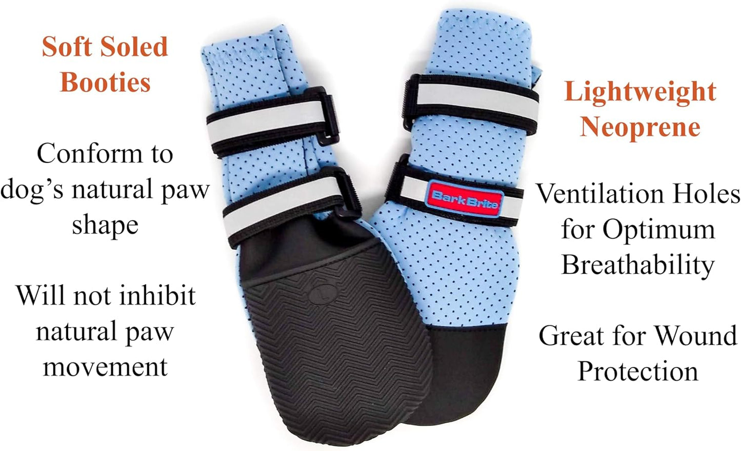 Durable rubber sole of blue neoprene paw protector boot