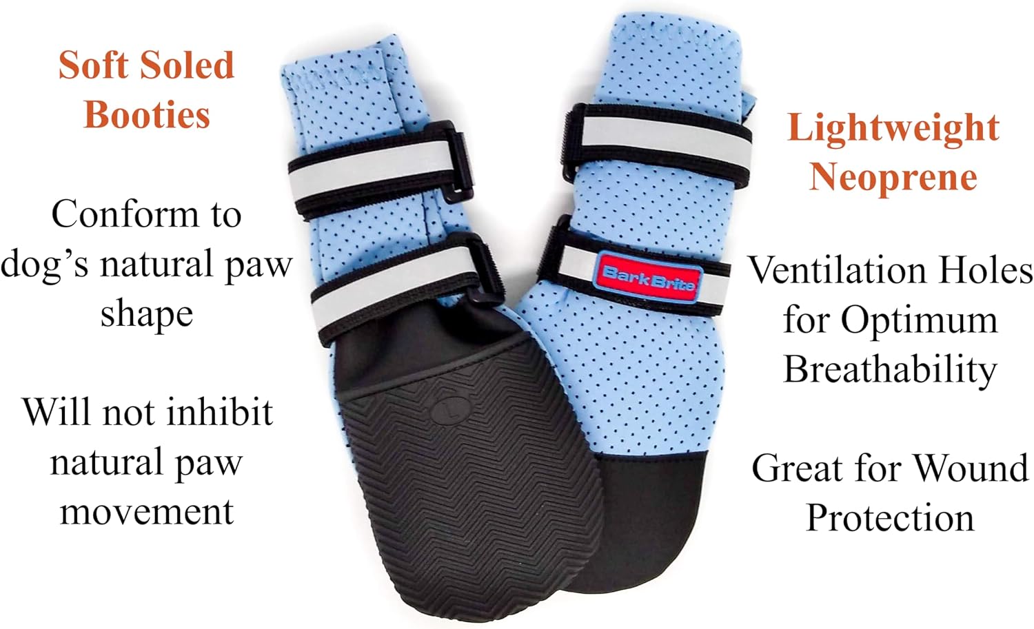 Durable rubber sole of blue neoprene paw protector boot