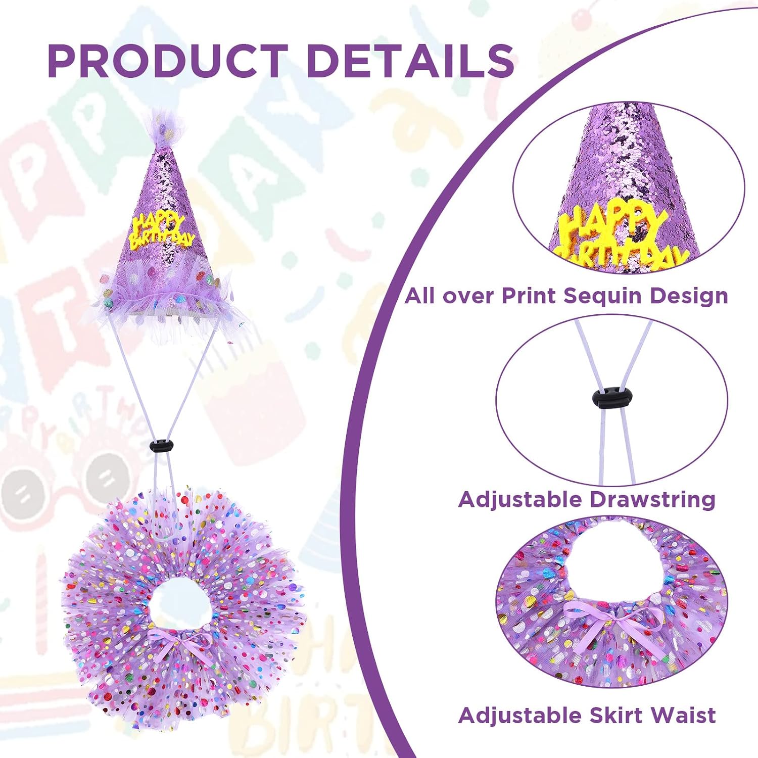 Adjustable puppy birthday party supplies including triangular scarf and apron dress