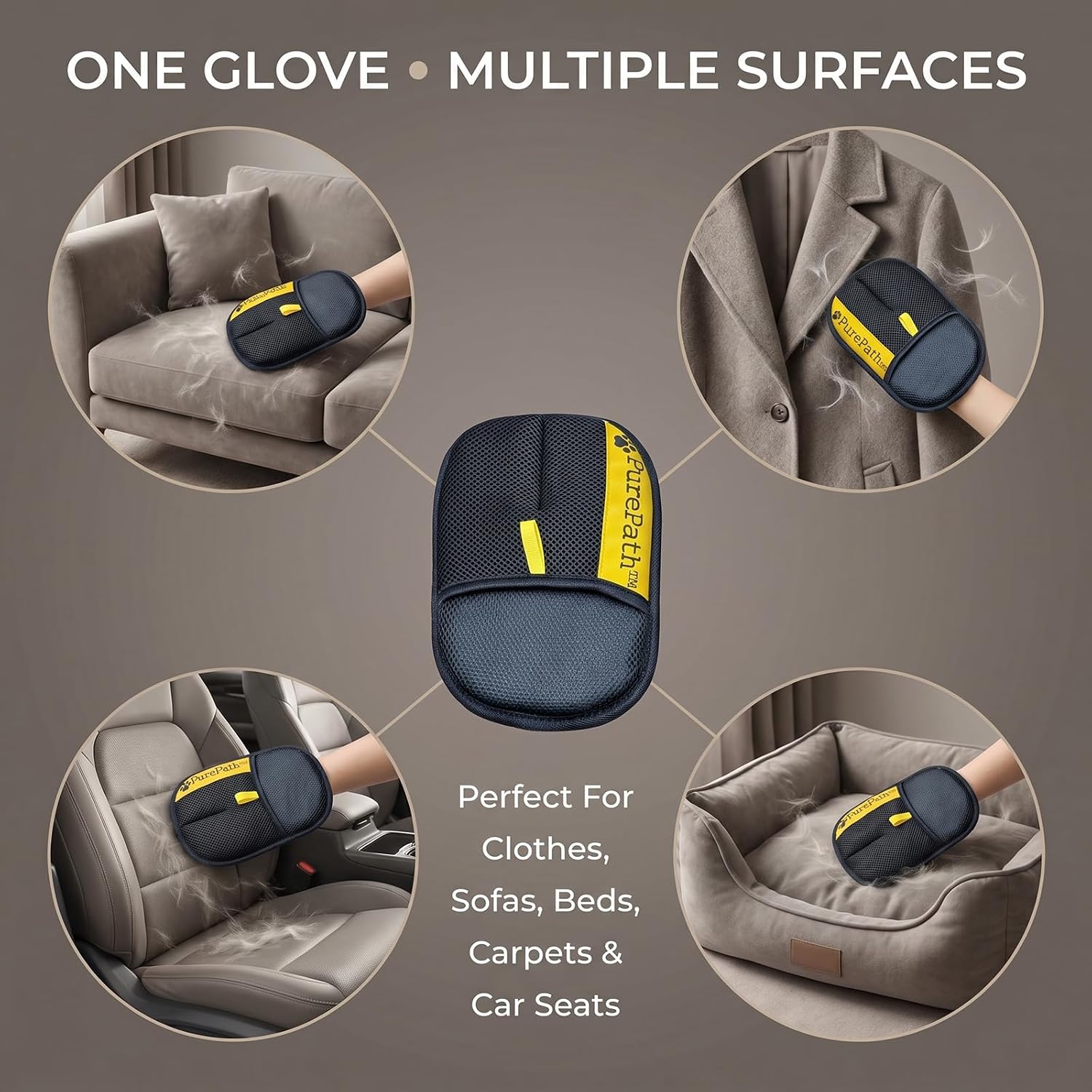 Electrostatic cat grooming brush glove side view