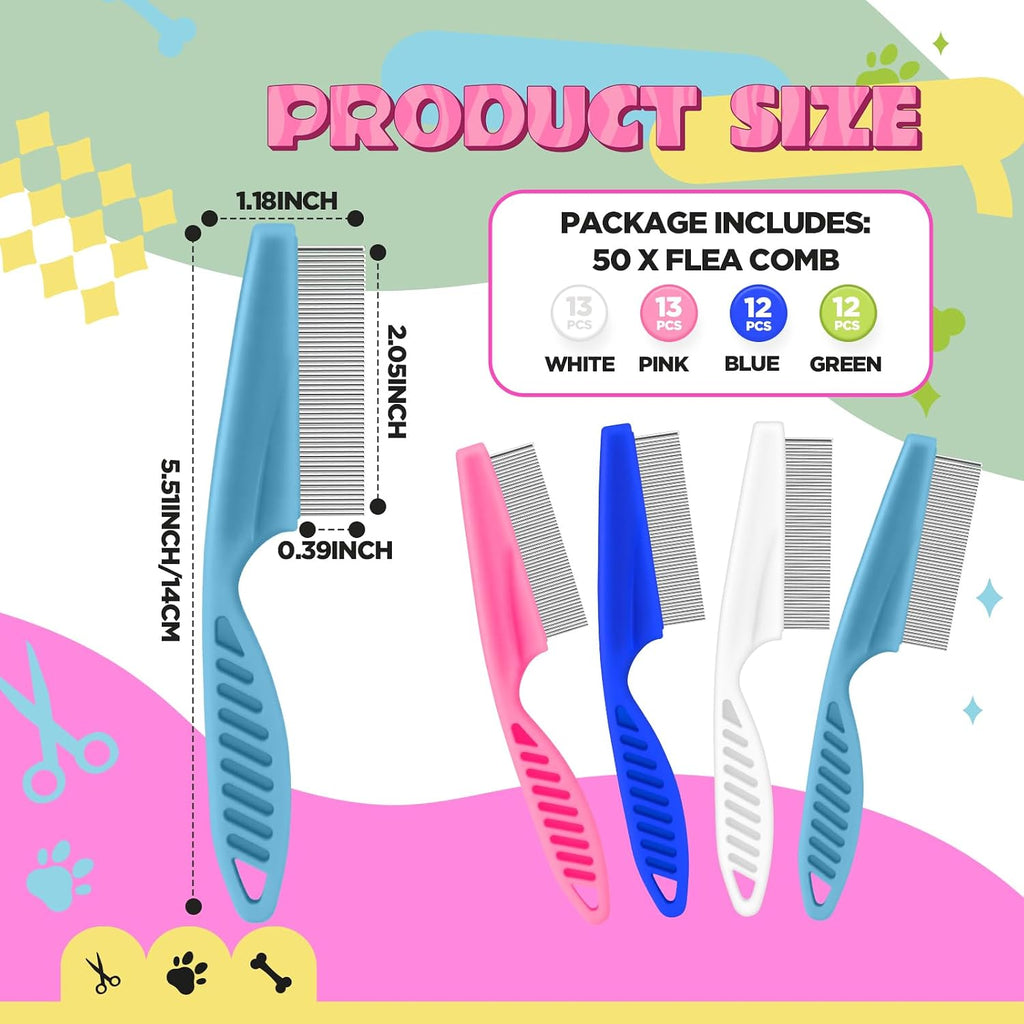 Stainless steel fine tooth flea comb for pets