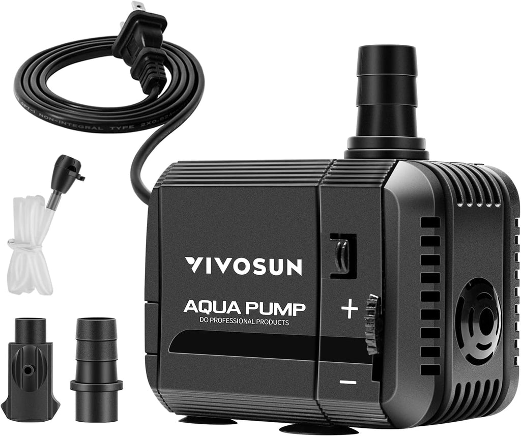 Vivosun submersible water pump front view showing compact design