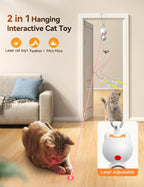 FEELNEEDY automated pet teaser showing red LED light pointer reflecting on the floor for exercise.