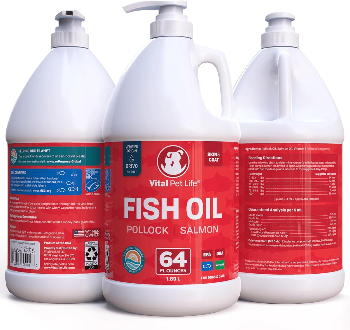 Vital Pet Life wild caught fish oil nutritional supplement for pet immune boost