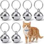 Thrymme 6 Pack Dog Collar Bell front view showing six silver anti lost training bells with attachment rings