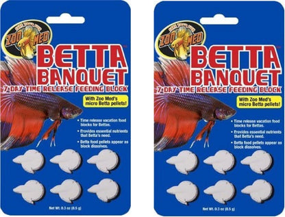 Zoo Med Betta Banquet Blocks front view of 6 card pack