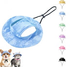FindXeink blue pet bucket sun hat front view for cats and dogs