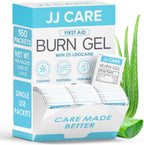 JJ CARE Burn Gel 160 packets box front view for first aid kits.