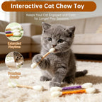 Top down view of felt chew toys for kittens