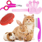Patelai small pet comb and shampoo bath brush set for rabbit grooming maintenance