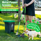 MXF dog poop scooper set close up highlighting the adjustable long handle connections