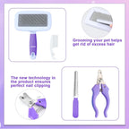 VCZONE purple rubber pet shampoo bath brush and adjustable massage glove.
