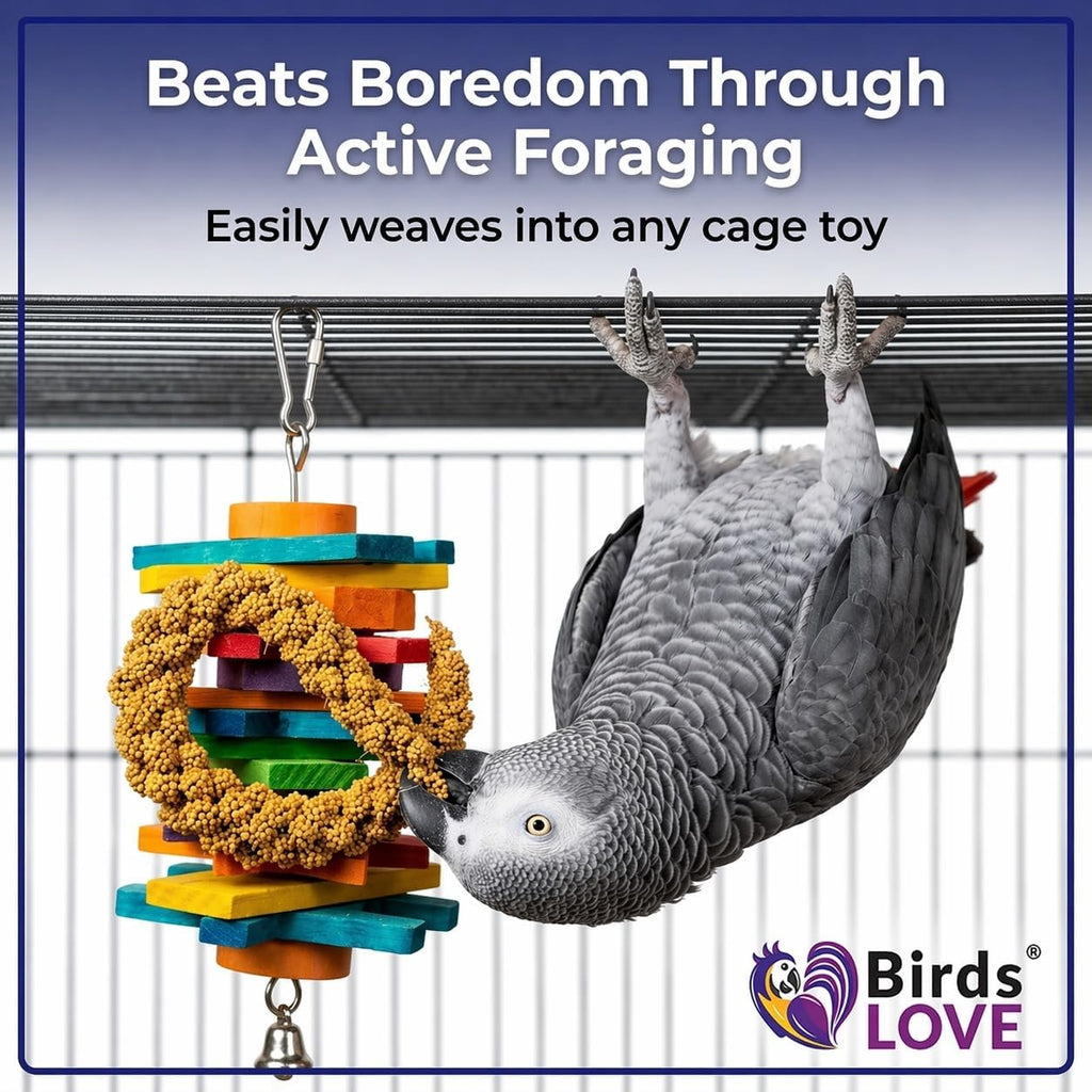 Freezer-friendly packaging and storage details for bird food