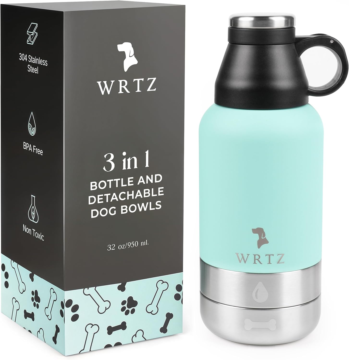 Portable Dog Water Bottle with 2 Removable Water Bowls for Dogs - Leak-Proof Insulated Stainless Steel Dog Water Bottle - Travel Accessories for Dogs - 32oz - Lavender - Image 11