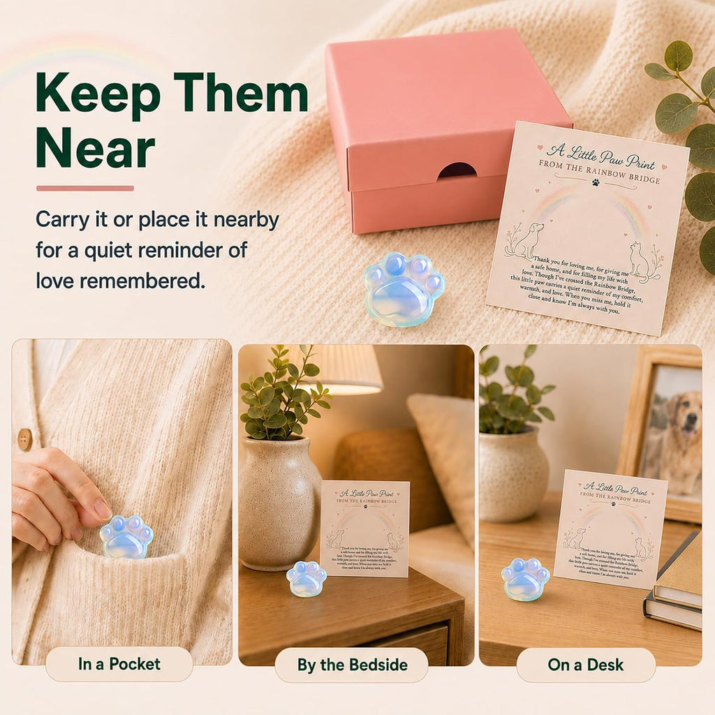 Pet Loss Sympathy Gift, Opalite Paw with Rainbow Bridge Card, in Loving Memory Keepsake, Pet Bereavement Comfort Gift, Pocket Hug for Dog Cat Loss & Grief Support for Pet Owners - Image 4