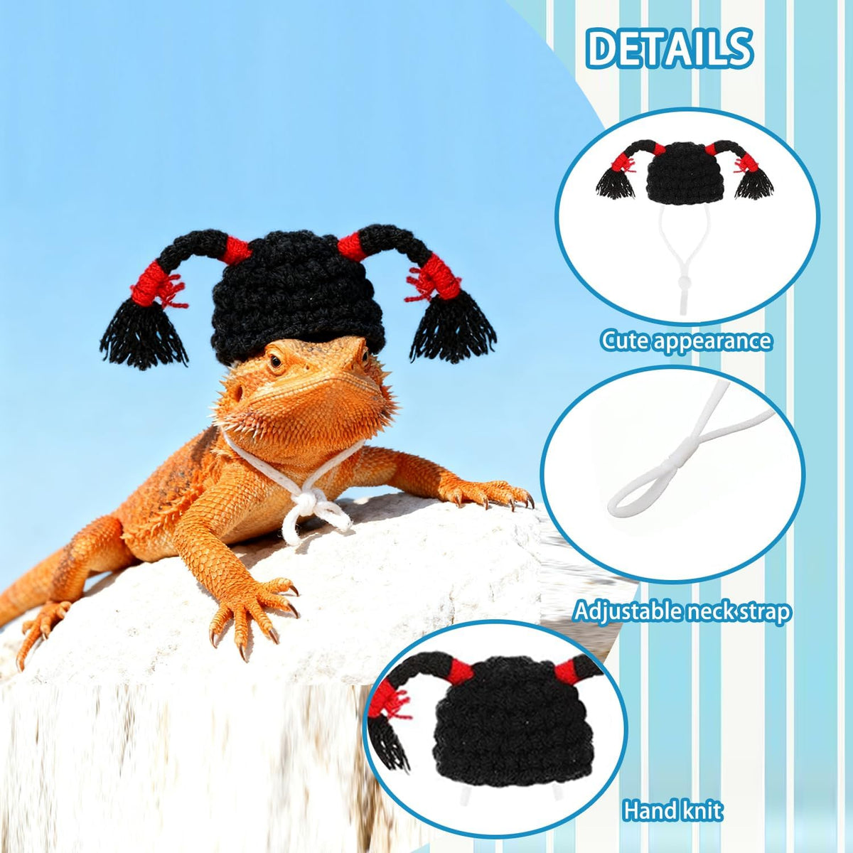Intatikoo small animal costume set showing the size proportions next to miniature pet decorations.