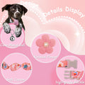 Pink floral puppy collar with bell and crystal accent