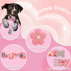 Pink floral puppy collar with bell and crystal accent