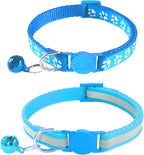 Two piece set of zulinlong breakaway kitty neckbands laid flat illustrating the full adjustable length