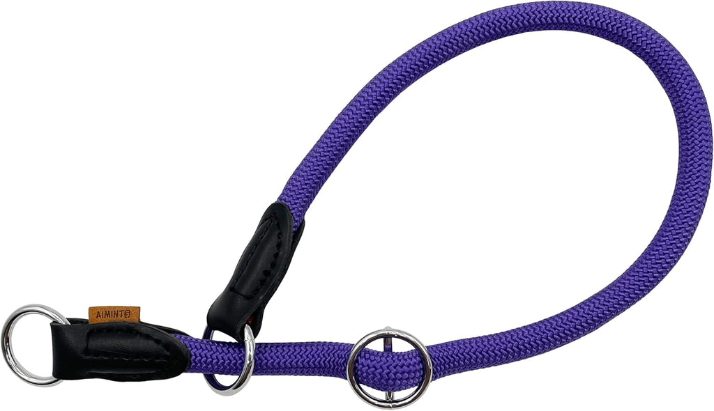 Braided Round Martingale Dog Collar, Training Collar with Slidable Stop Ring and Adjustable Stopper - Ideal for Medium Dogs (M(1/3") - 18" Long, Light Blue) - Image 11