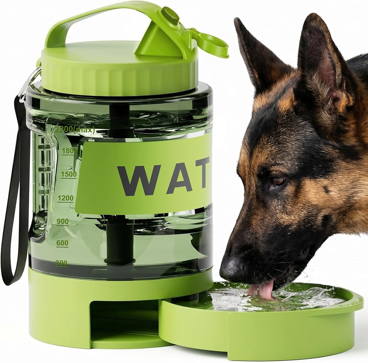 77oz Portable Dog Water Bottle, Camping Essentials, Large Travel Bottle with Pull-Out Drinking Bowl, Portable Beach Accessories, Car Water Container for Dogs, BPA Free - Black - Image 12