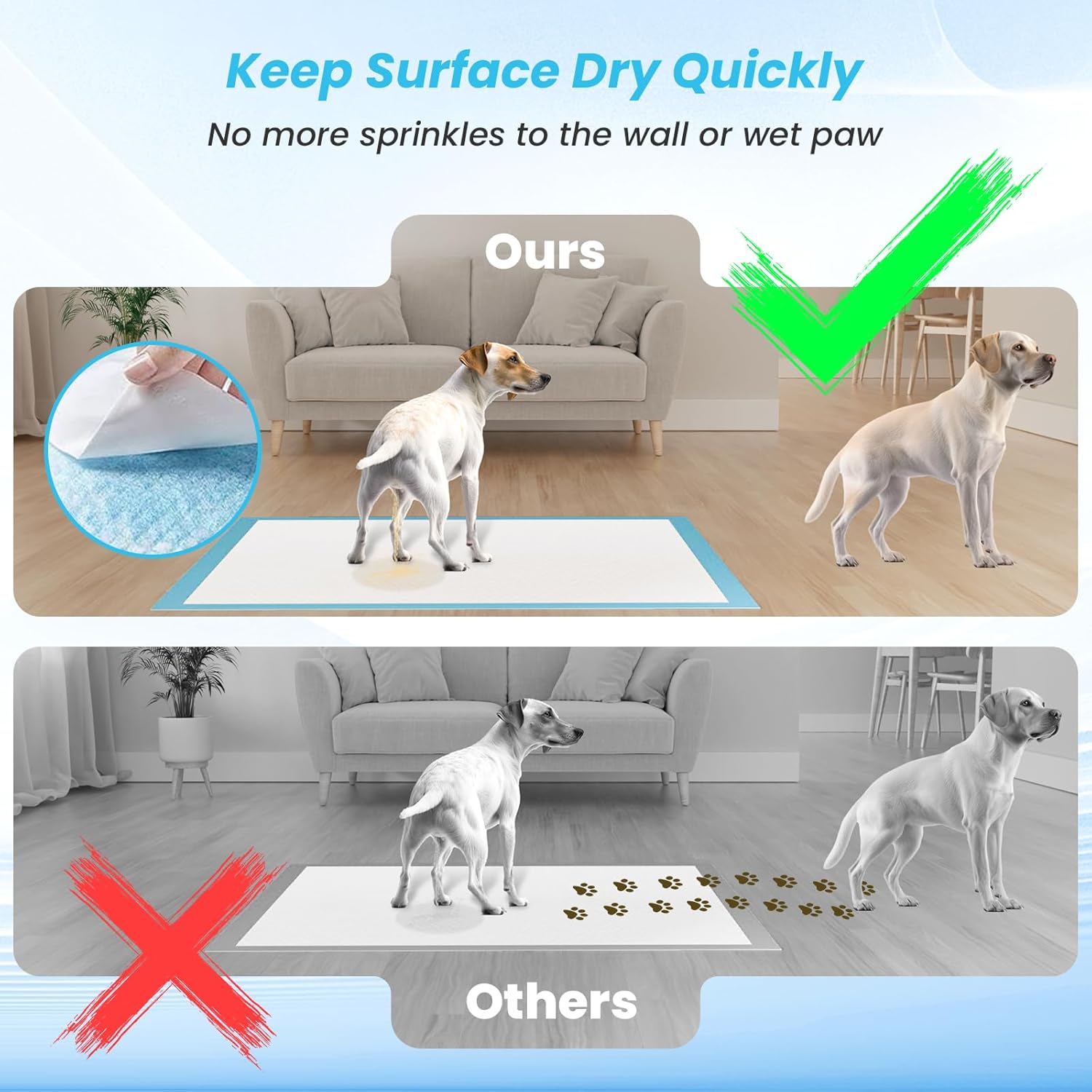 Polymer core locking liquid into gel on disposable pet sheet