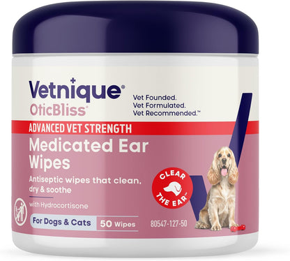 Vetnique Oticbliss Dog Ear Wipes, Cat & Dog Ear Cleaner & Deodorizing Wipes for Dogs, Cats, Puppies & Kittens, Vet Formulated to Remove Ear Wax, Dirt & Odor with Aloe for Itchy, Smelly Ears - Image 11