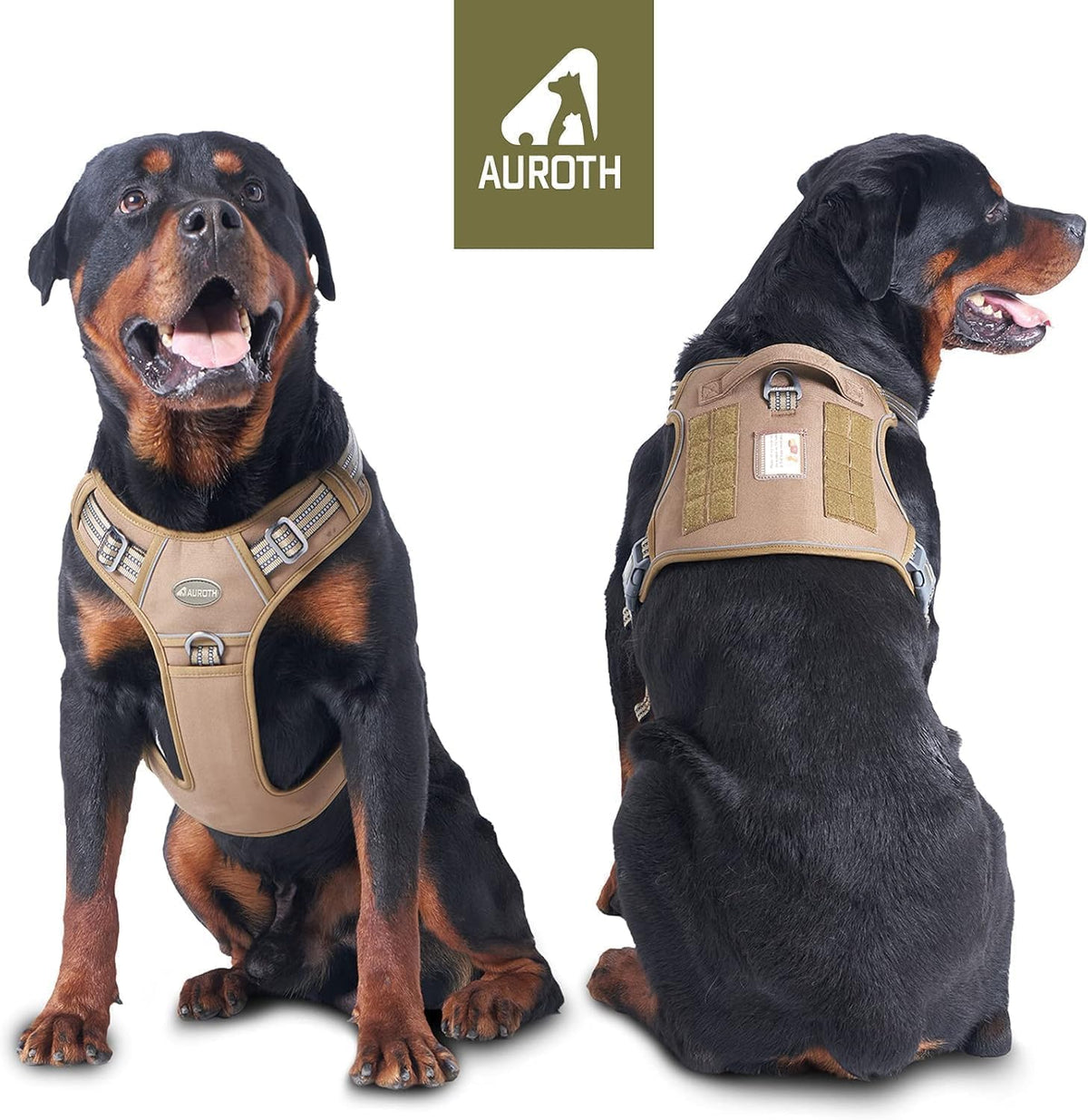 Auroth large dog tactical vest reflective strips