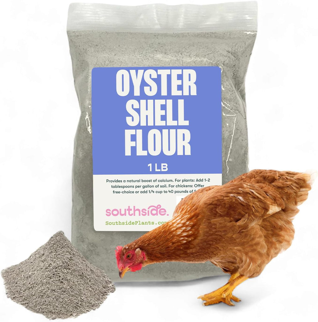 Southside Plants oyster shell flour front view of one pound bag packaging