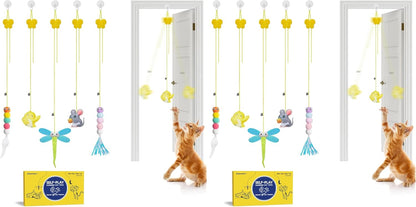 Demonstration of the height adjusting knot system on the durable elastic kitten exercise string.