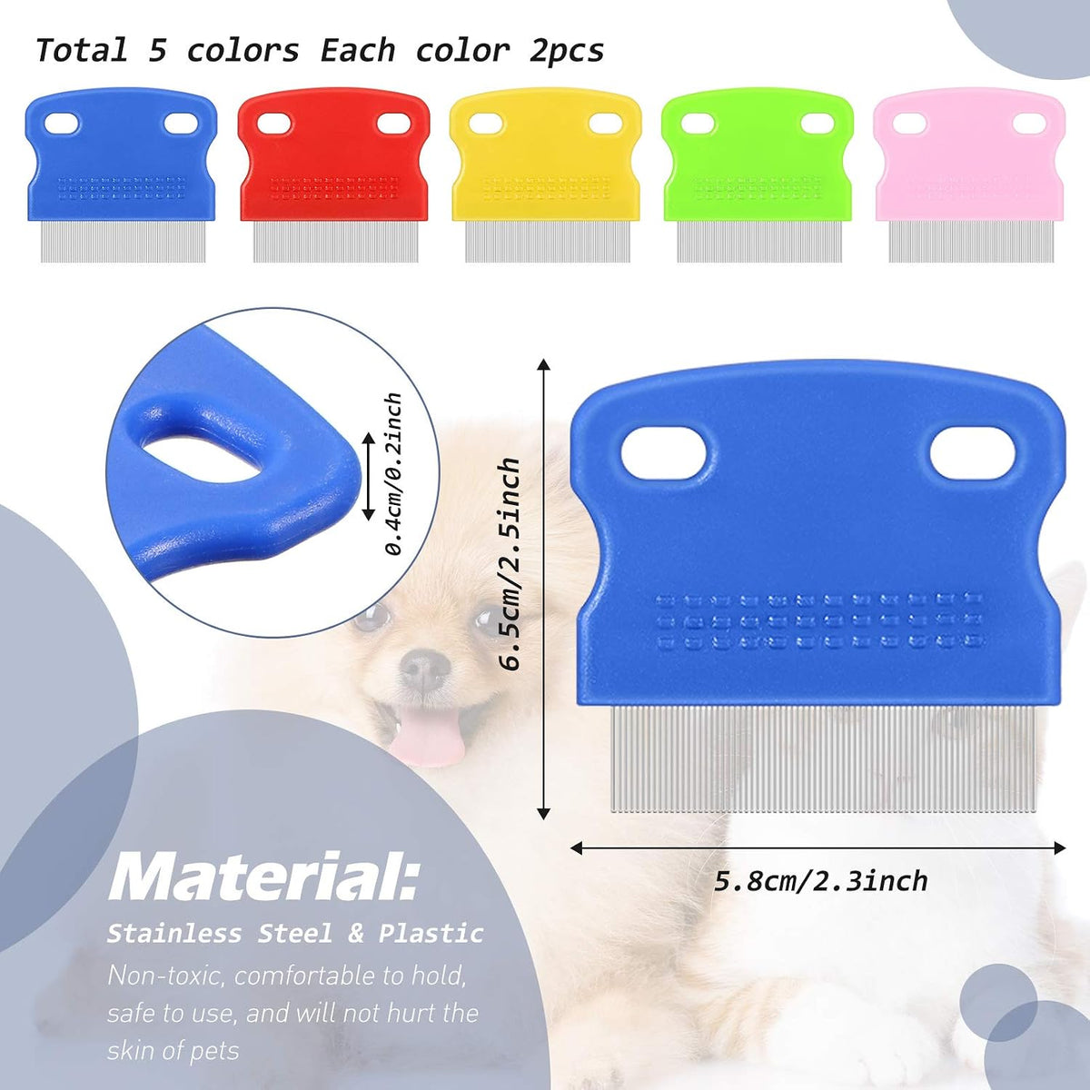 Close up of stainless steel teeth on Patelai pet grooming comb
