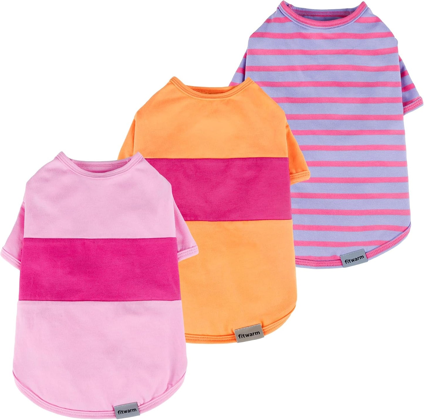 Fitwarm 3 Pack Color Block Striped Dog Shirt, Summer Dog Clothes for Small Dogs, Breathable Lightweight Pet Tshirt with Sleeves, Cat Outfit, Royal Blue, Gray, Teal, Large - Image 9