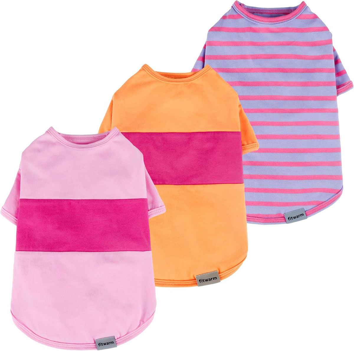 Fitwarm 3 Pack Color Block Striped Dog Shirt, Summer Dog Clothes for Small Dogs, Breathable Lightweight Pet Tshirt with Sleeves, Cat Outfit, Royal Blue, Gray, Teal, Large - Image 9
