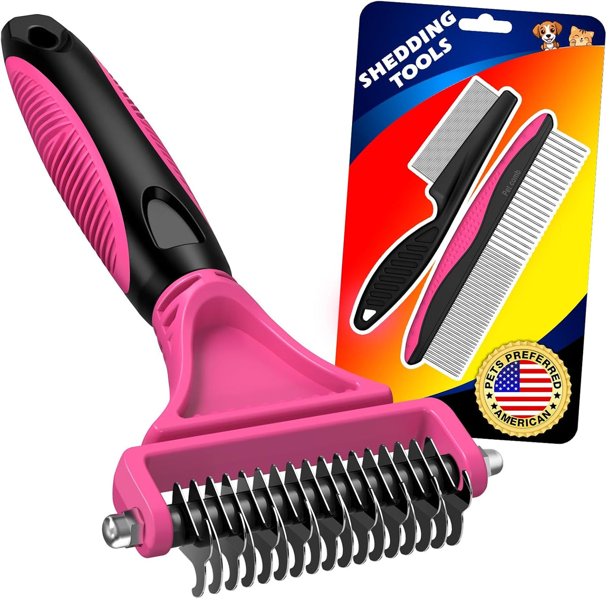 3PCS Pet Grooming Rake & Metal Comb & Flea Comb for Cats and Dogs, Double-Sided Dematting Tool, Extra-Wide Deshedding Dog Brush for Long Hair to Effectively Remove Tangles, Knots and Mats (Blue) - Image 9