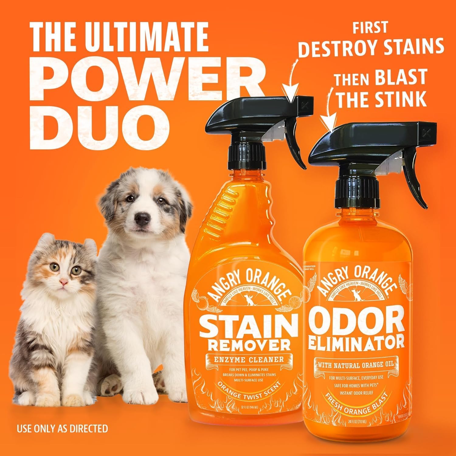 Angry Orange authentic pet stain and odor remover bottle base view