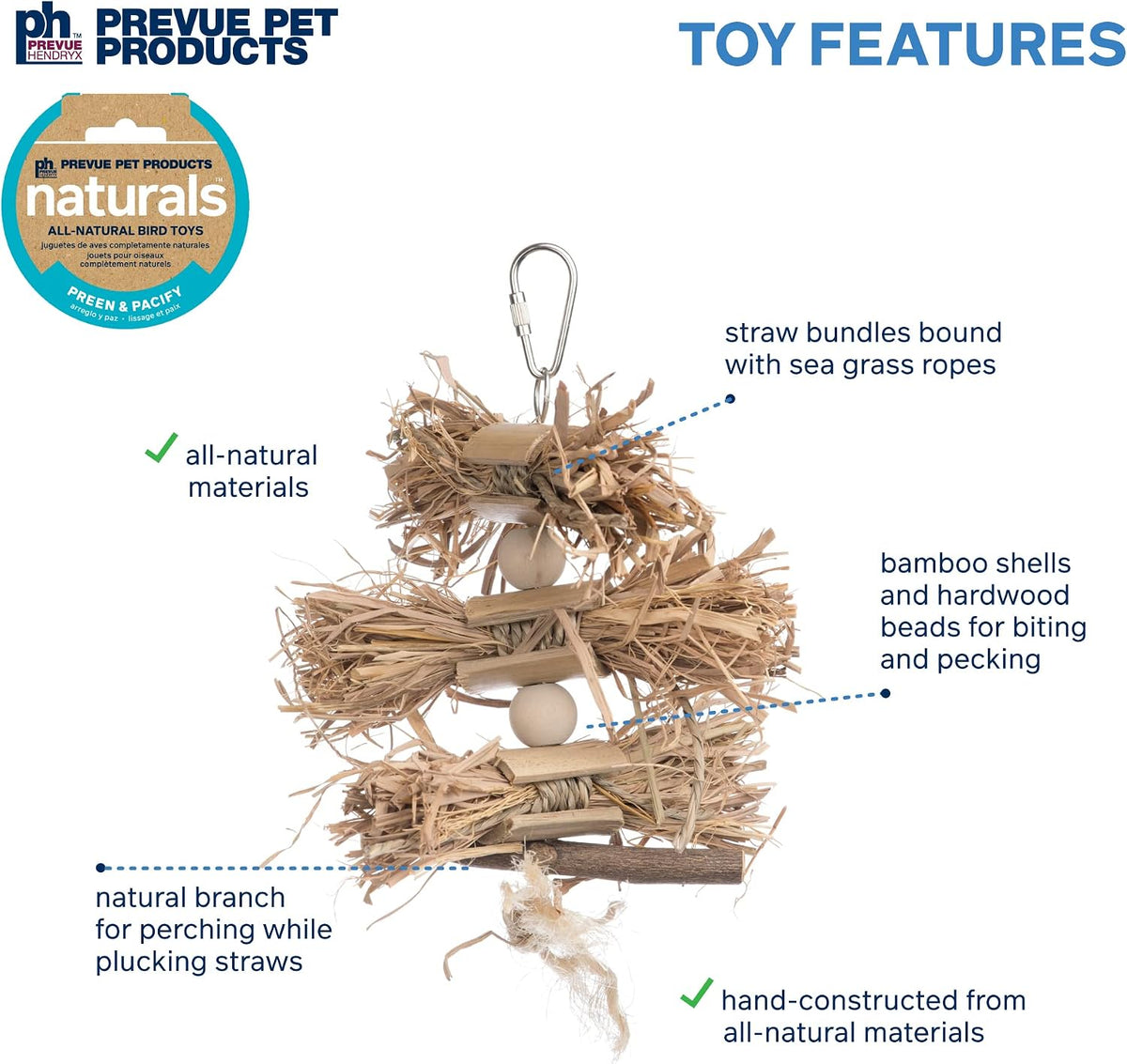 Prevue Pet Products Naturals Preen & Pacify Woodland Harvest Bird Toy - Image 3