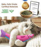 PetBusy Cat Toys with[5000mg A+Natural Catnip &Silvervine] [Baby Grade] Interactive Soft Chew Kicker Cat Toys for Indoor Cats & Kittens, [Crinkle &Bell] Fish Sound Toy, Drives Bored Cat Crazy with Fun - Image 9