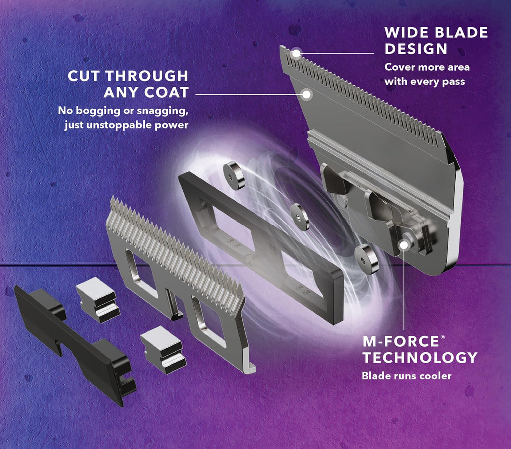 Side profile of the Andis 7W UltraEdge professional dog grooming blade showing its premium steel construction.